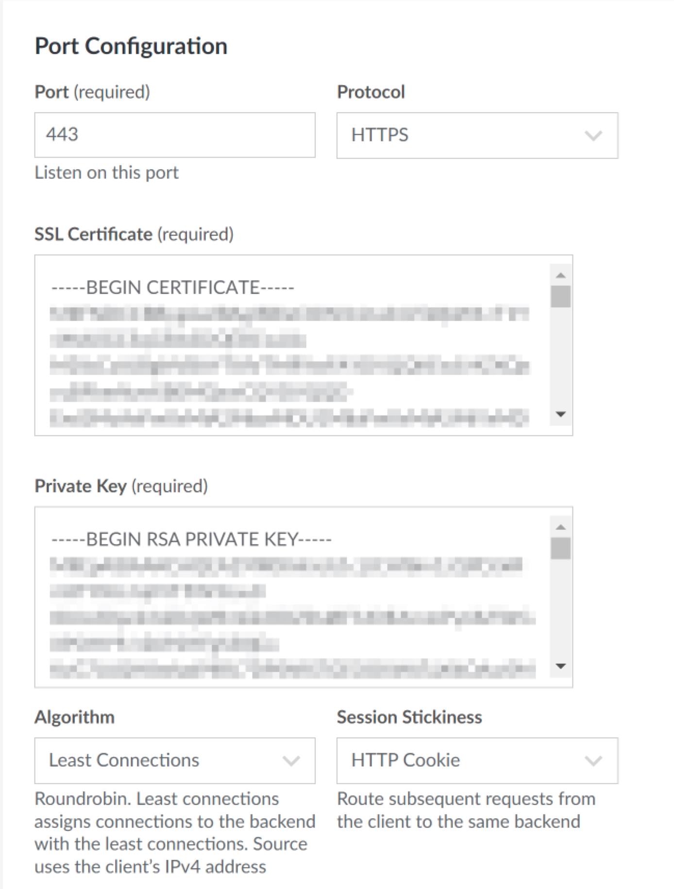 NodeBalancer Port Configuration