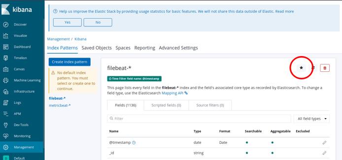 Kibana 6 Default Index Pattern