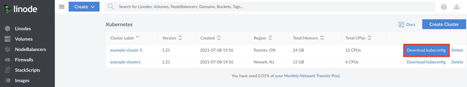 Download your cluster&rsquo;s kubeconfig