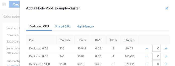 Screenshot of the Add Node Pool panel in the Cloud Manager