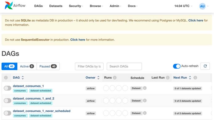 Screenshot of Apache Airflow GUI